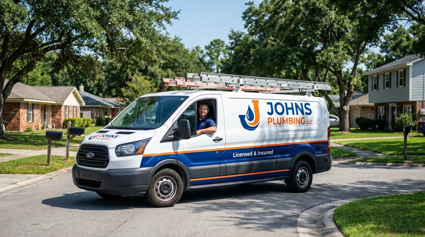 Johns Plumbing LLC service van in Marionville, MO