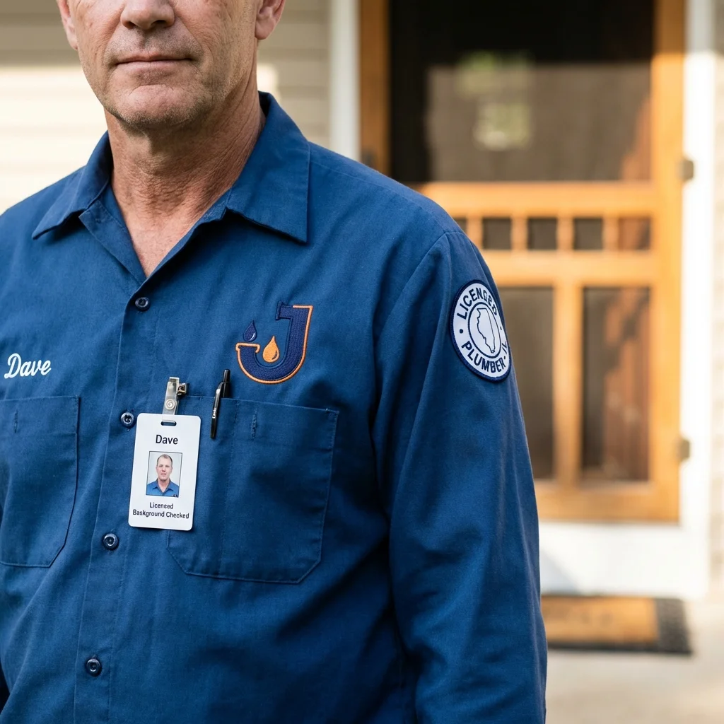 Licensed plumber showing ID badge in Marionville, MO