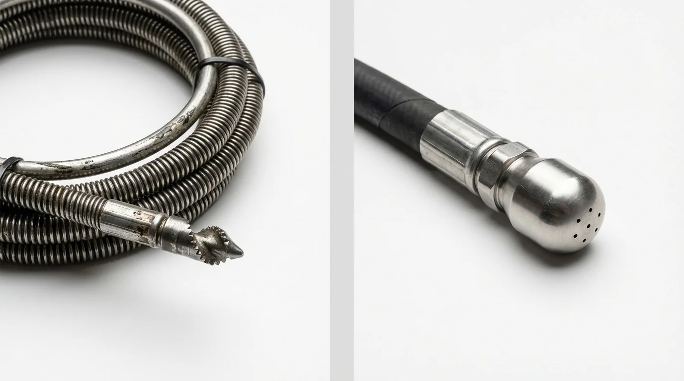 Drain snake cable and hydro jetting nozzle used for drain cleaning in Marionville, MO